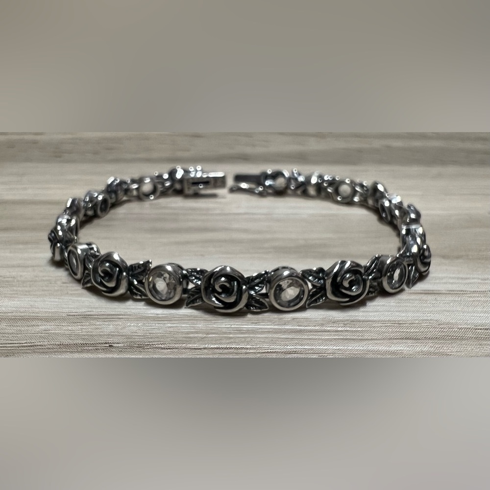 Or Paz Sterling Silver 2.40 Cttw Crystal Quartz & Rose Tennis Bracelet, 6.75” - Picture 2 of 5